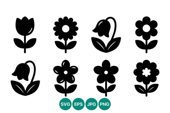 Download Black Silhouette Flower Vector Art - Premium Bundle