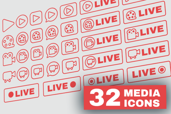 Download Outline Live Stream Symbols Set - Live stream Collection